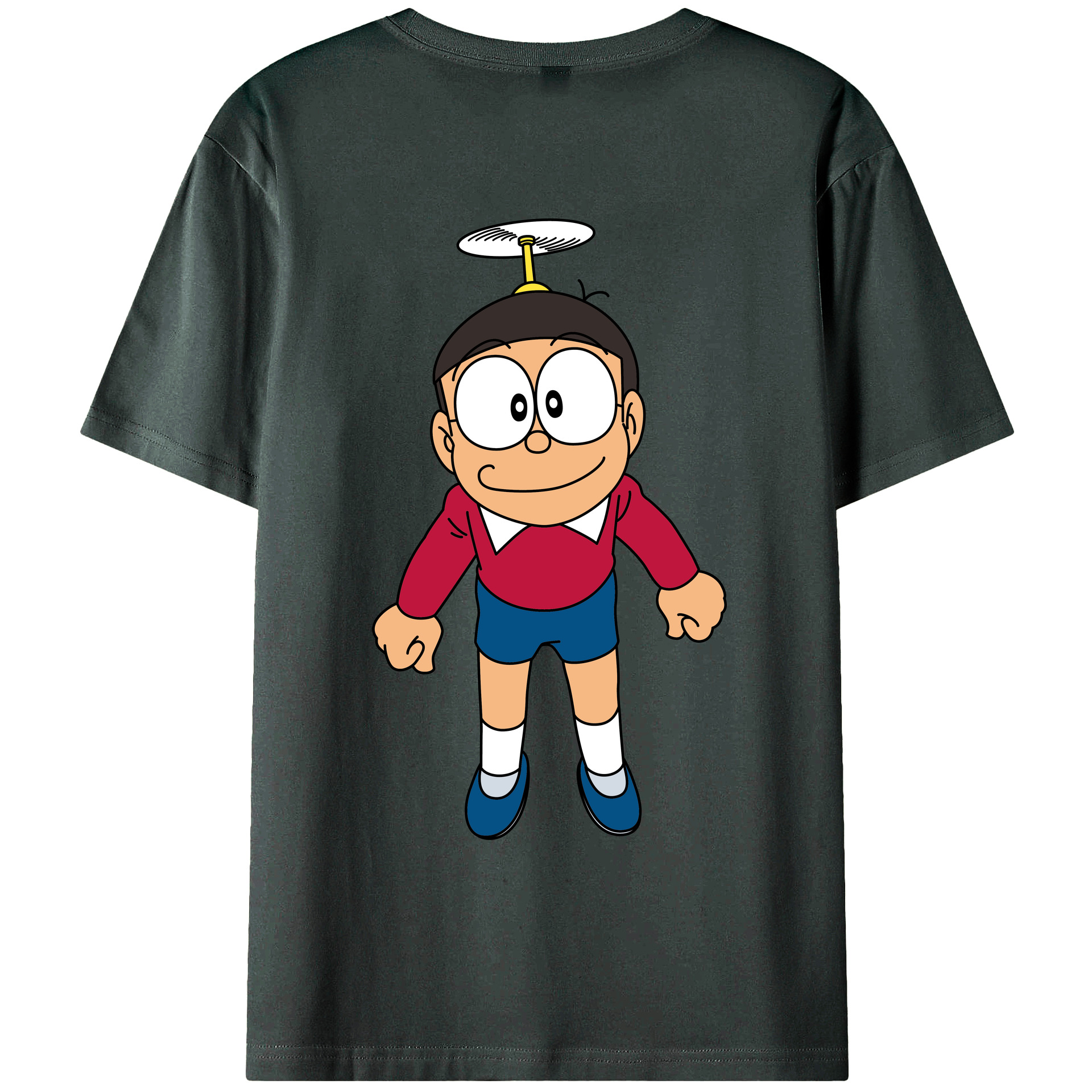 （画像用） ドラえもん 野比 のび太 Doraemon Nobita Nobi 綿100％ メンズ半袖Tシャツ（バックプリント） 通気性